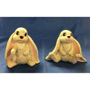 2 ceramic bunnies with floppy ears marked Scioto ©